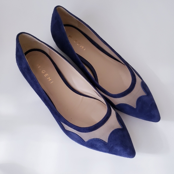M. Gemi Blue Leather Suede Flats - Picture 10 of 16